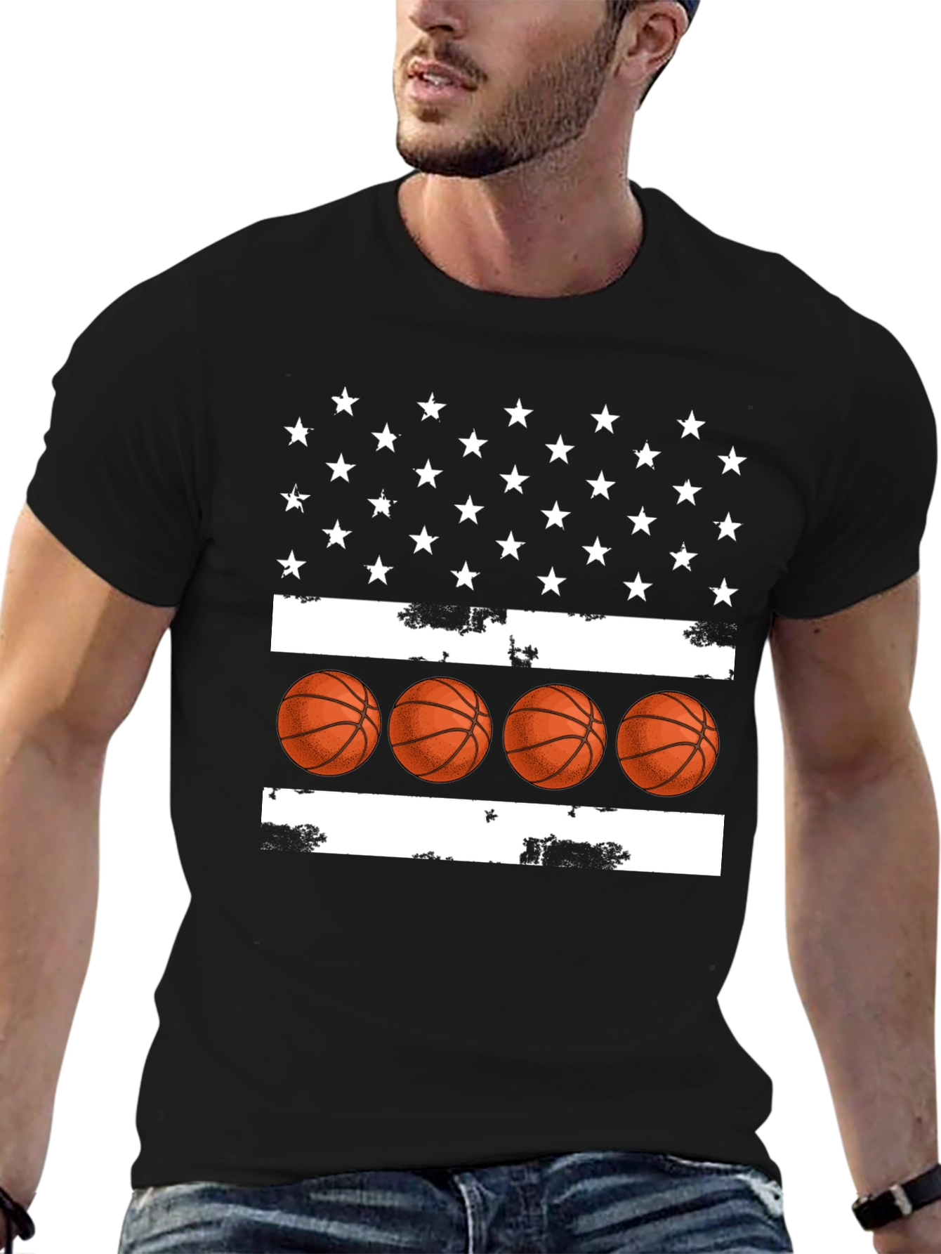 Basketball USA Flag Graphic T-Shirt