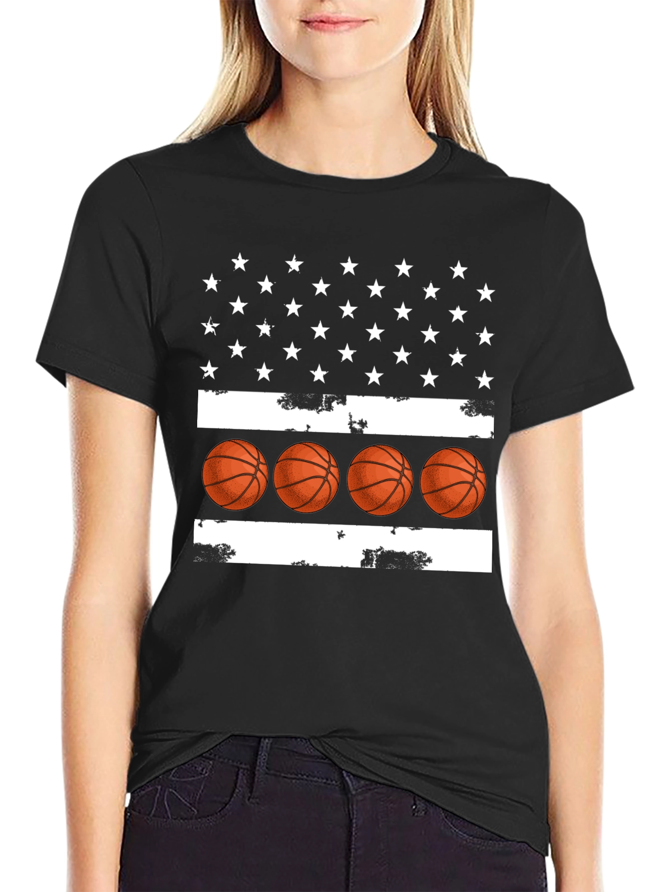 Basketball USA Flag Graphic T-Shirt