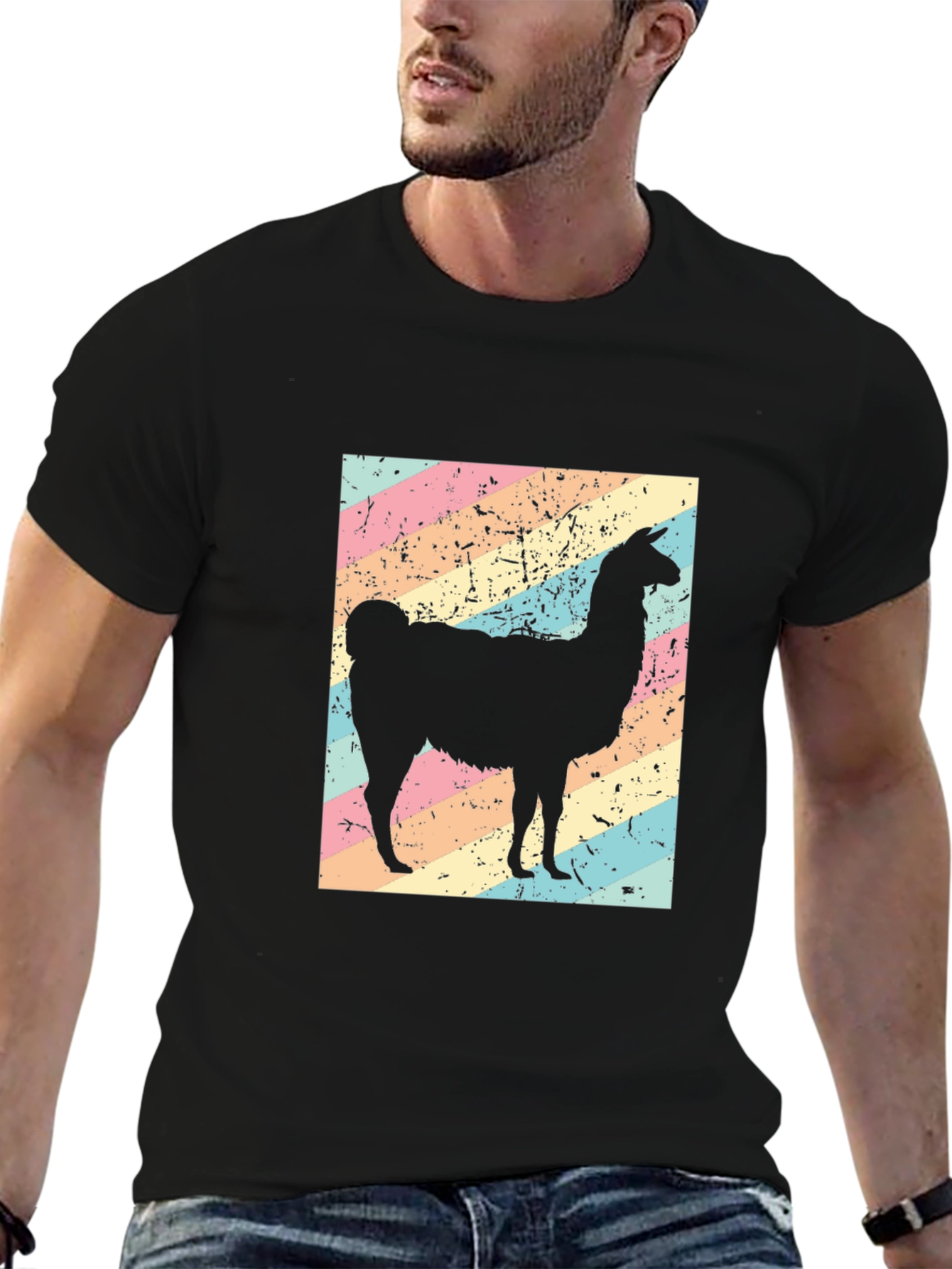 Llama Graphic Tee - Soft Black Cotton Blend