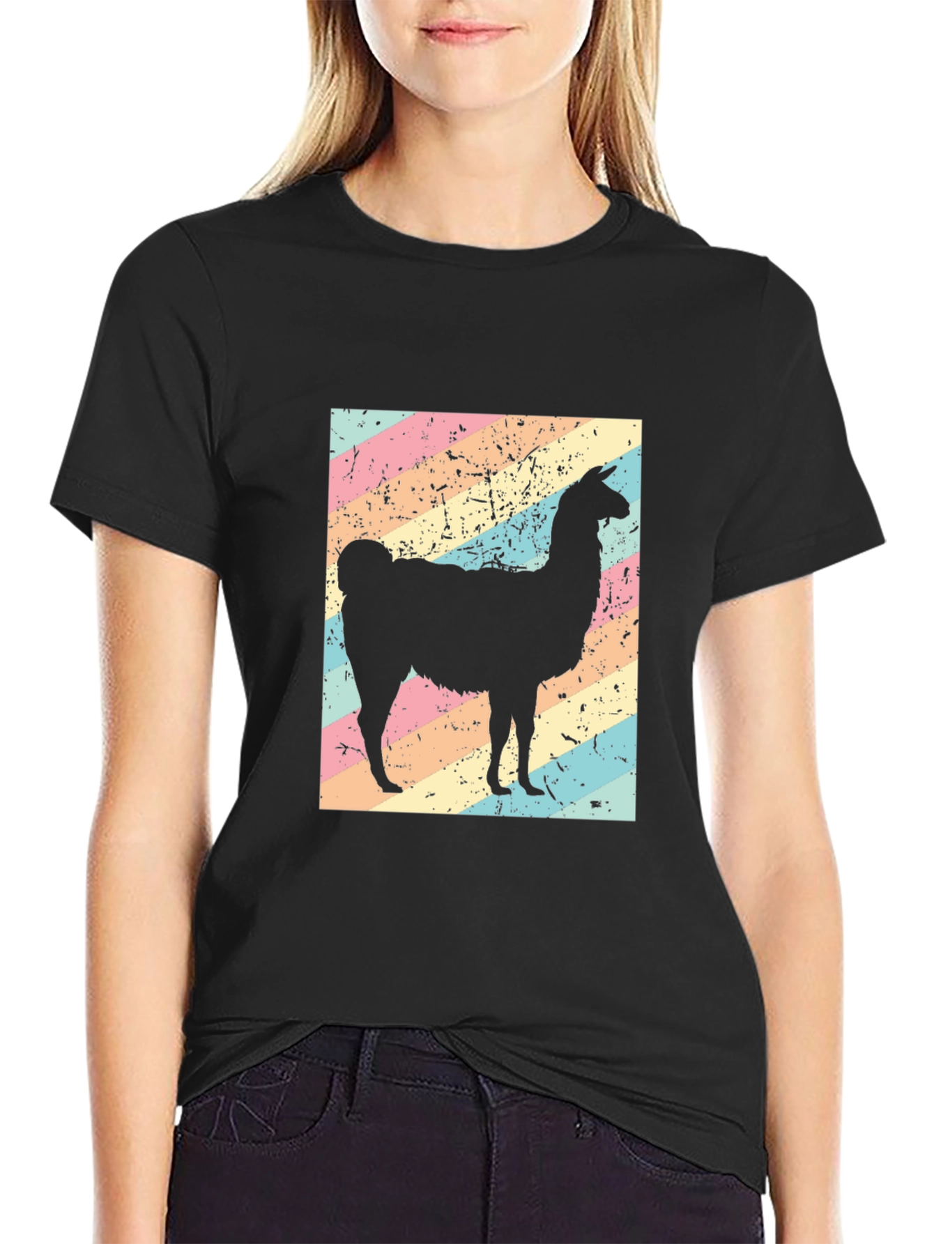 Llama Graphic Tee - Soft Black Cotton Blend
