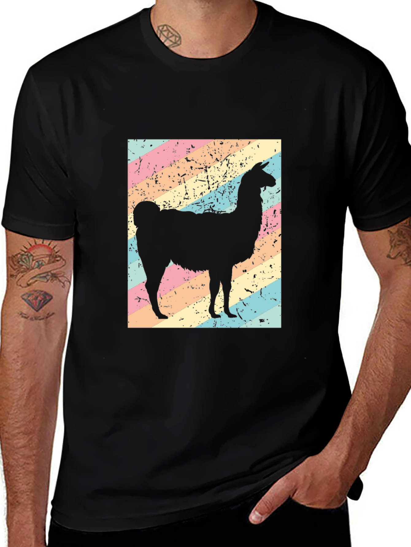 Llama Graphic Tee - Soft Black Cotton Blend