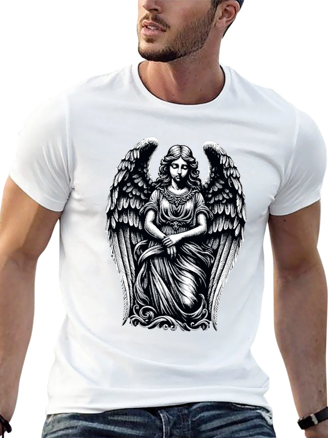 Angel Graphic Print Tee - Black