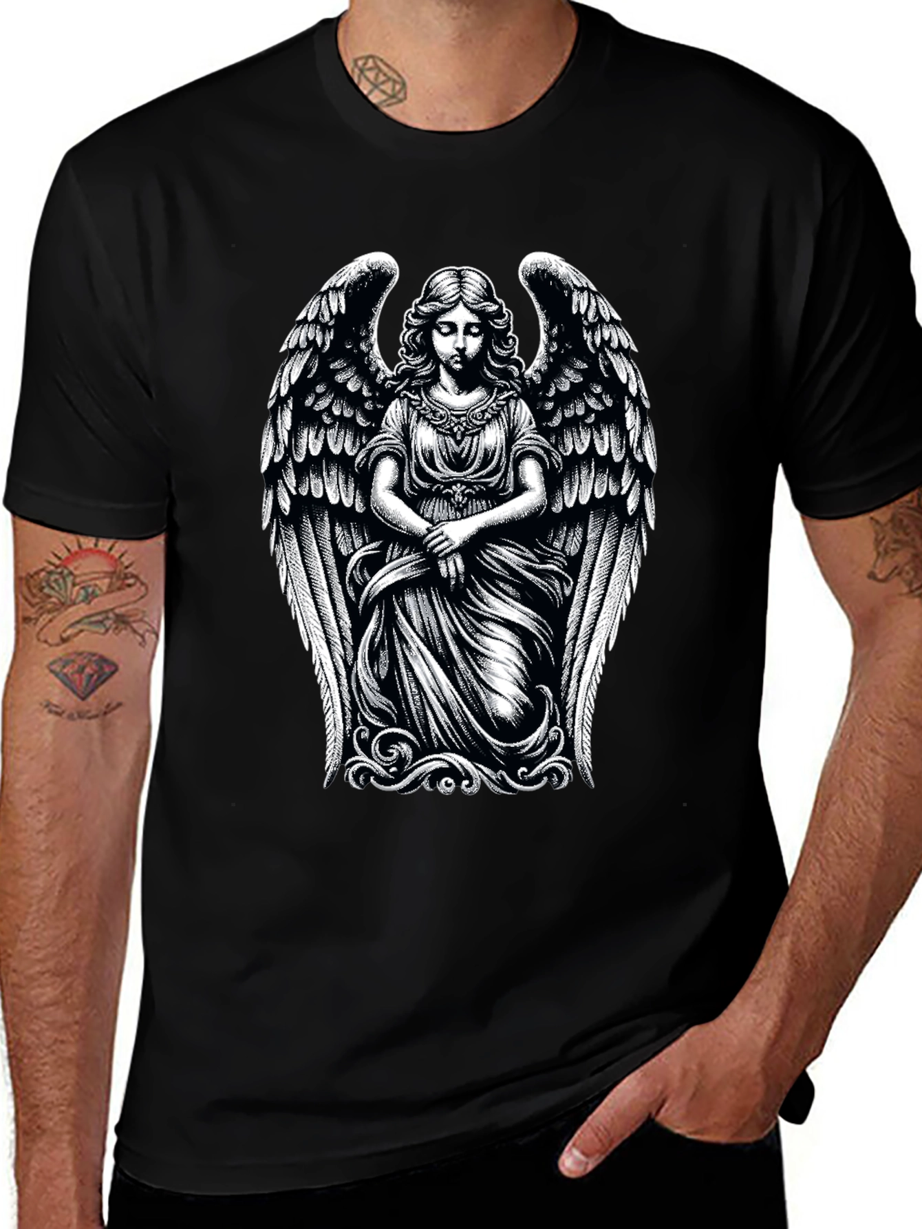 Angel Graphic Print Tee - Black
