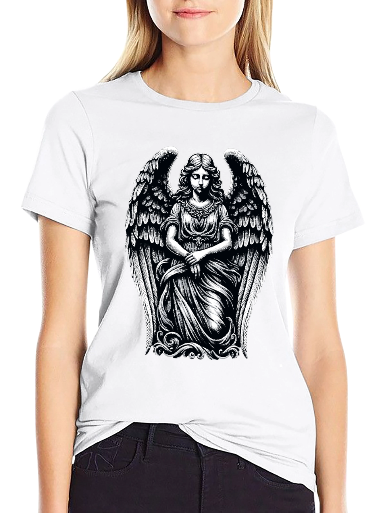 Angel Graphic Print Tee - Black