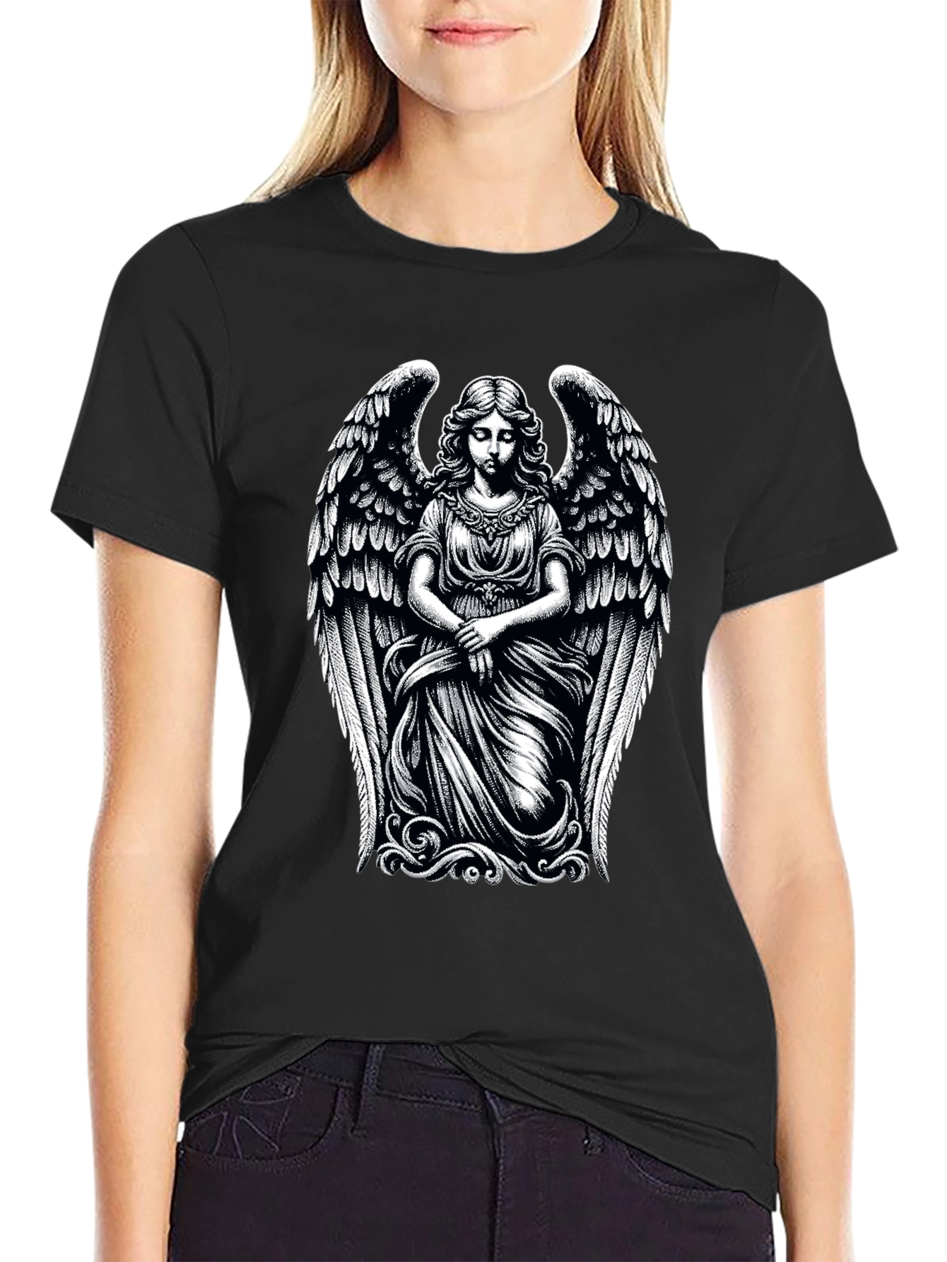 Angel Graphic Print Tee - Black