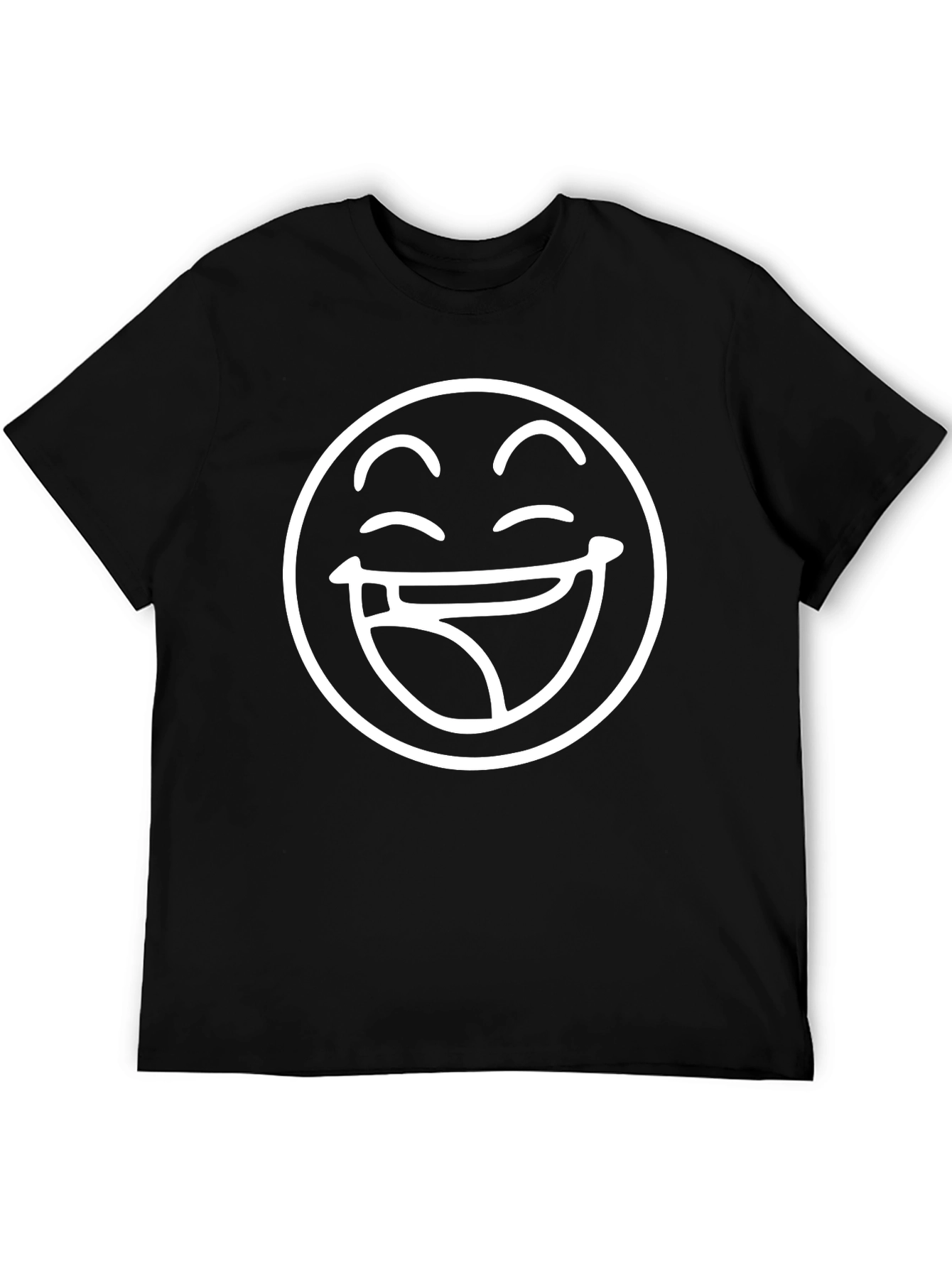 Laughing Face Graphic T-Shirt - Black Cotton Tee