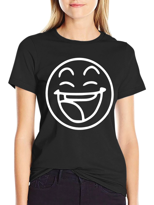 Laughing Face Graphic T-Shirt - Black Cotton Tee