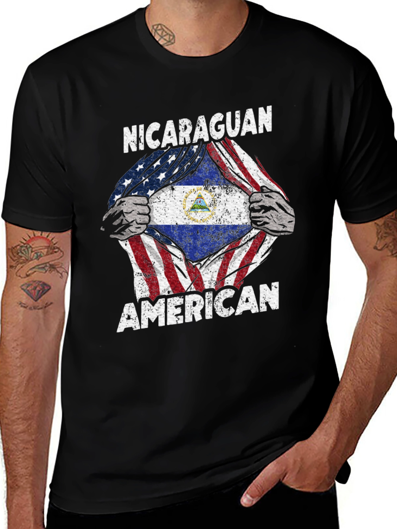 Nicaraguan American Flag Pride T-Shirt