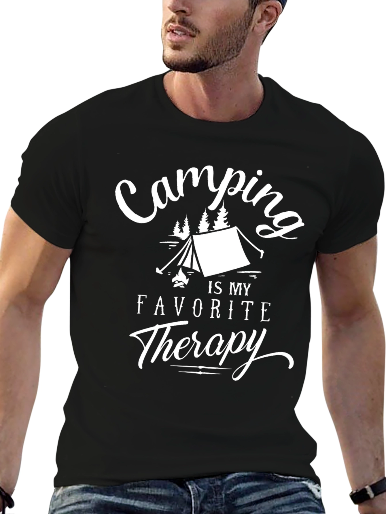 Camping is My Therapy T-Shirt - Black
