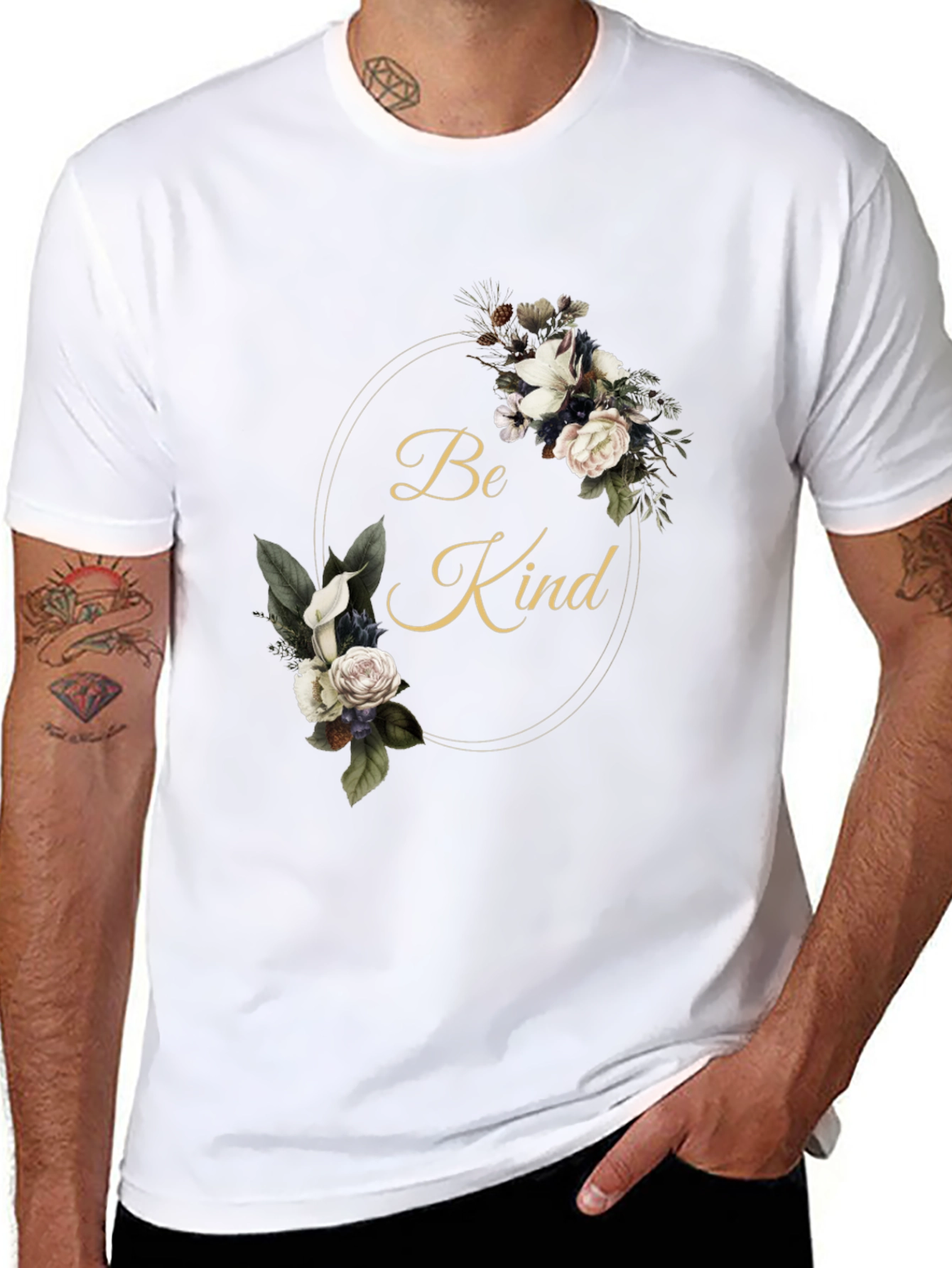 Floral Be Kind Black T-Shirt