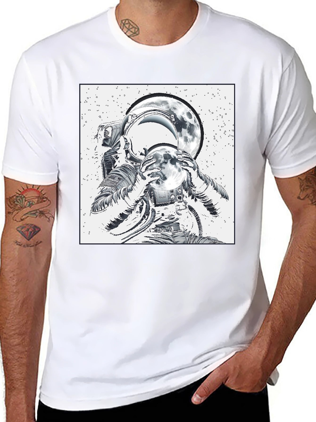 Astronaut Moon T-Shirt - Space Graphic Tee