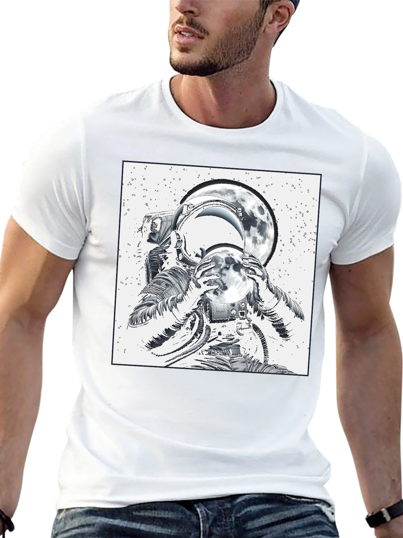 Astronaut Moon T-Shirt - Space Graphic Tee