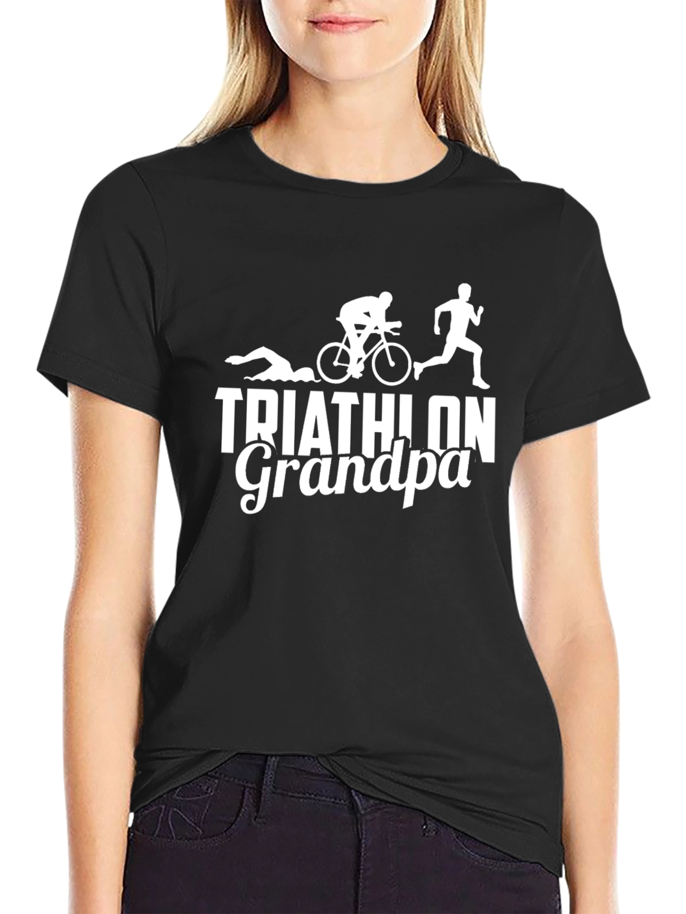 Triathlon Grandpa T-Shirt Black Cotton Blend