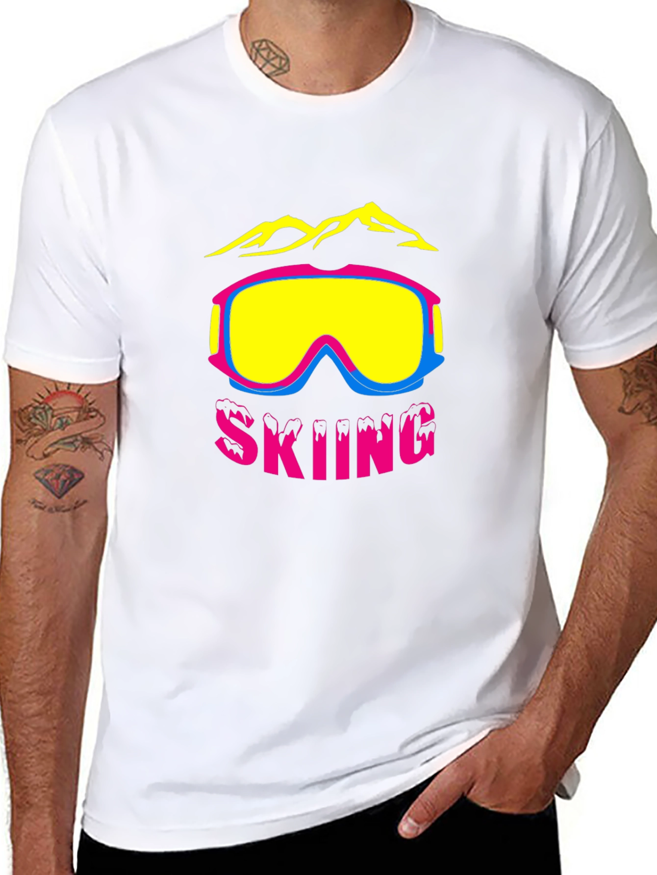 Skiing Graphic Tee - Black