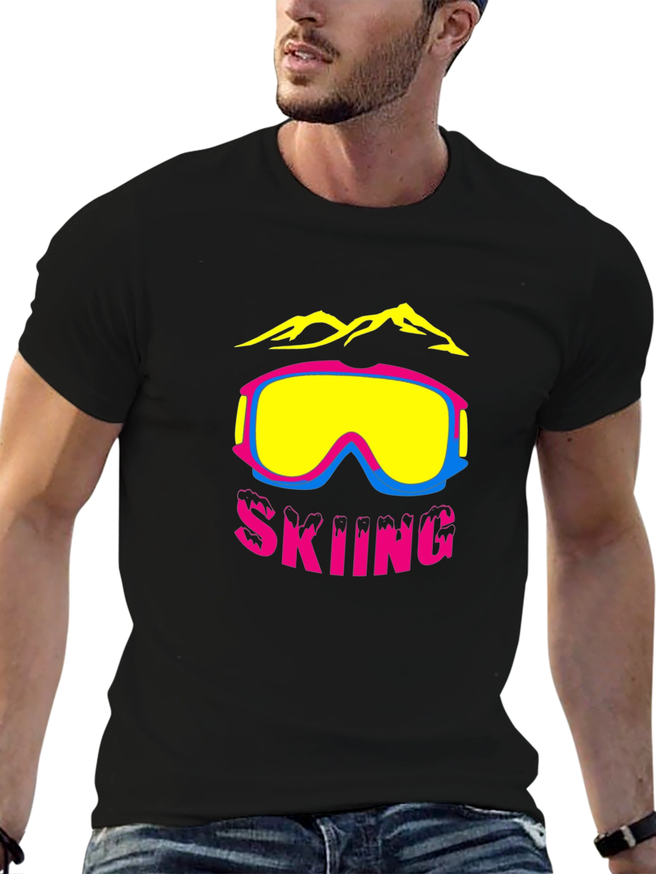 Skiing Graphic Tee - Black