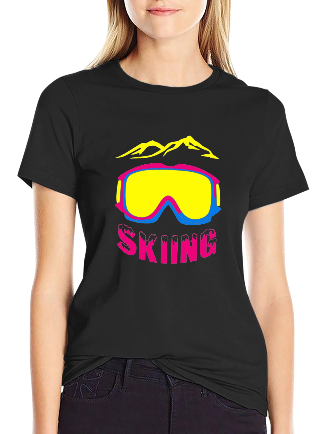 Skiing Graphic Tee - Black