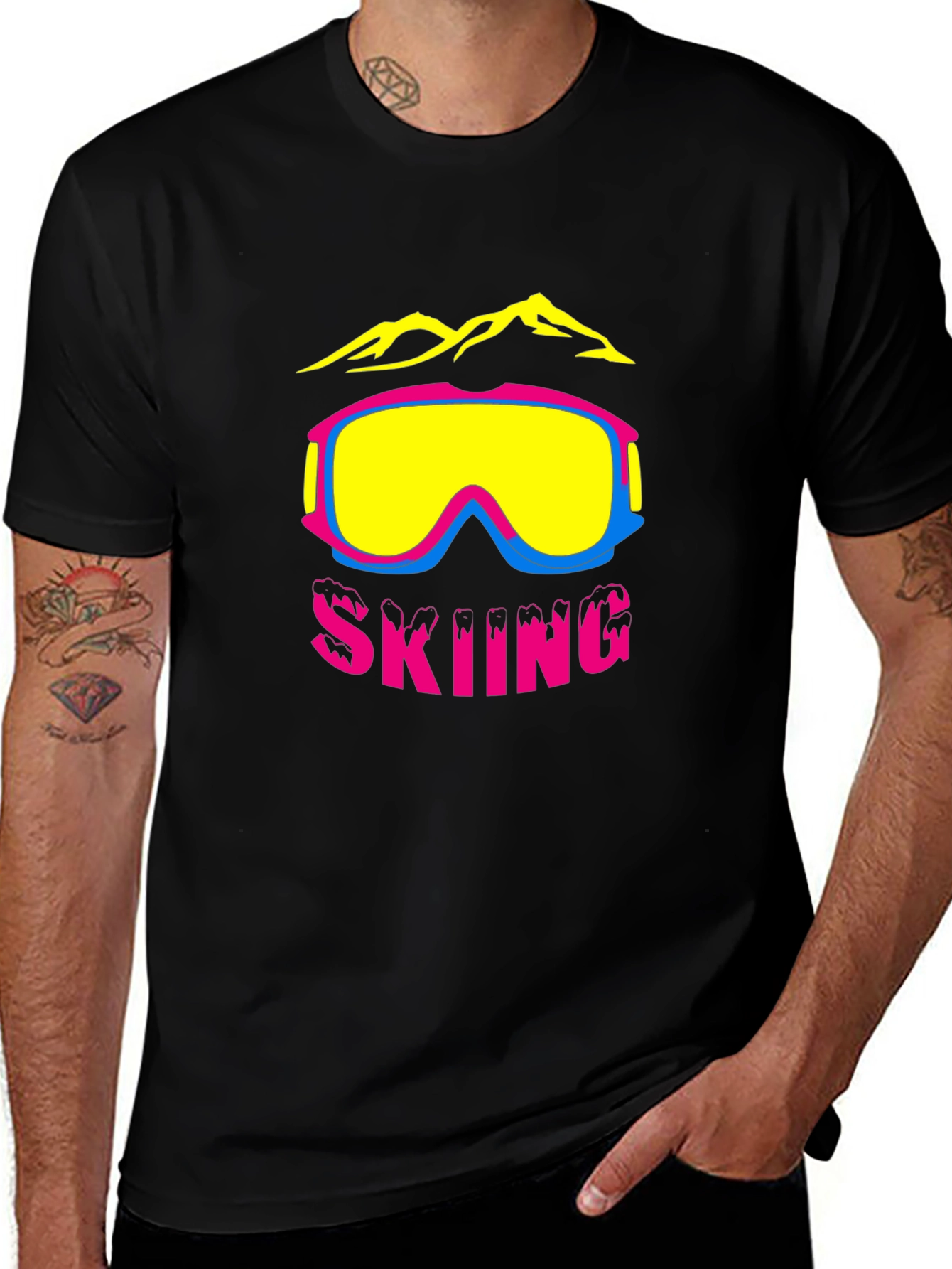 Skiing Graphic Tee - Black