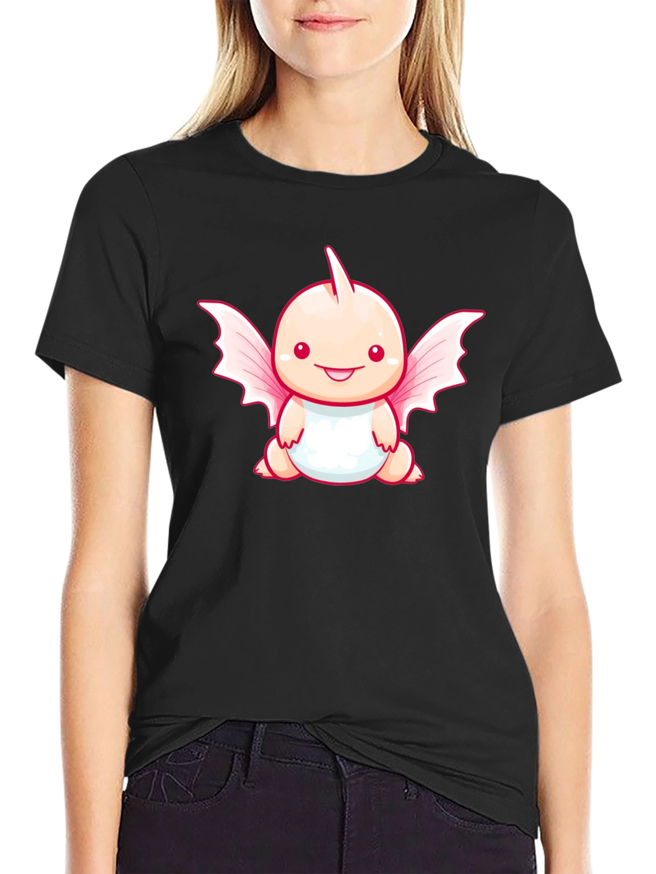 Cute Cartoon Dragon Black T-Shirt