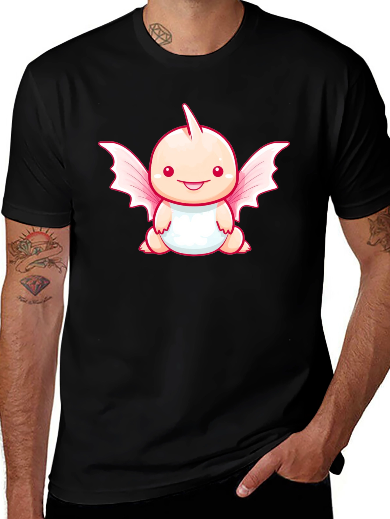 Cute Cartoon Dragon Black T-Shirt