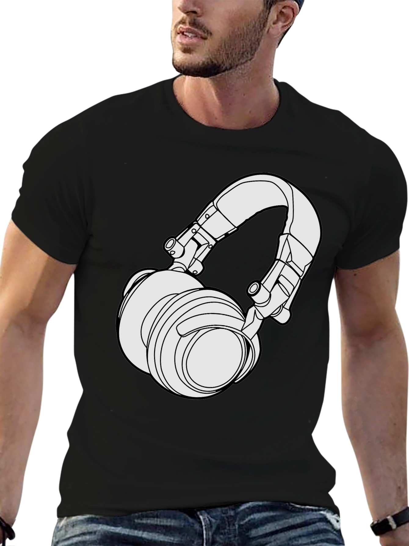 Headphone Graphic T-Shirt - Black