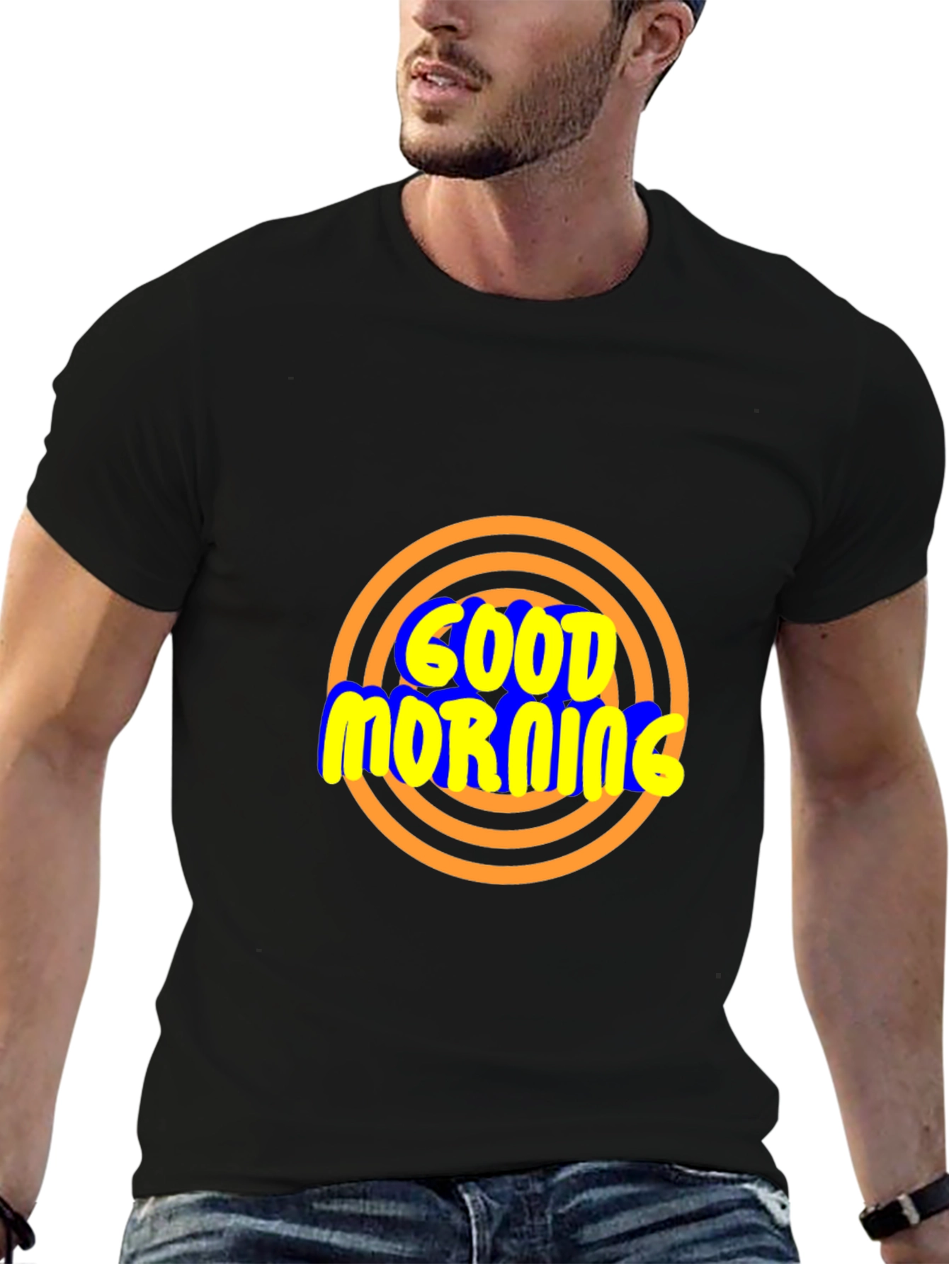 Good Morning Graphic T-Shirt - Stylish Black Tee