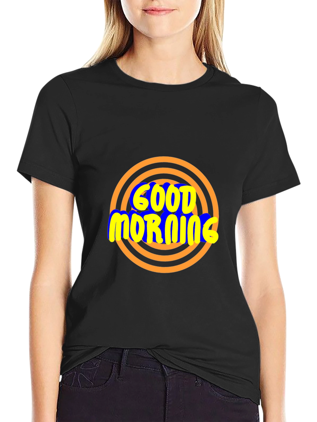 Good Morning Graphic T-Shirt - Stylish Black Tee