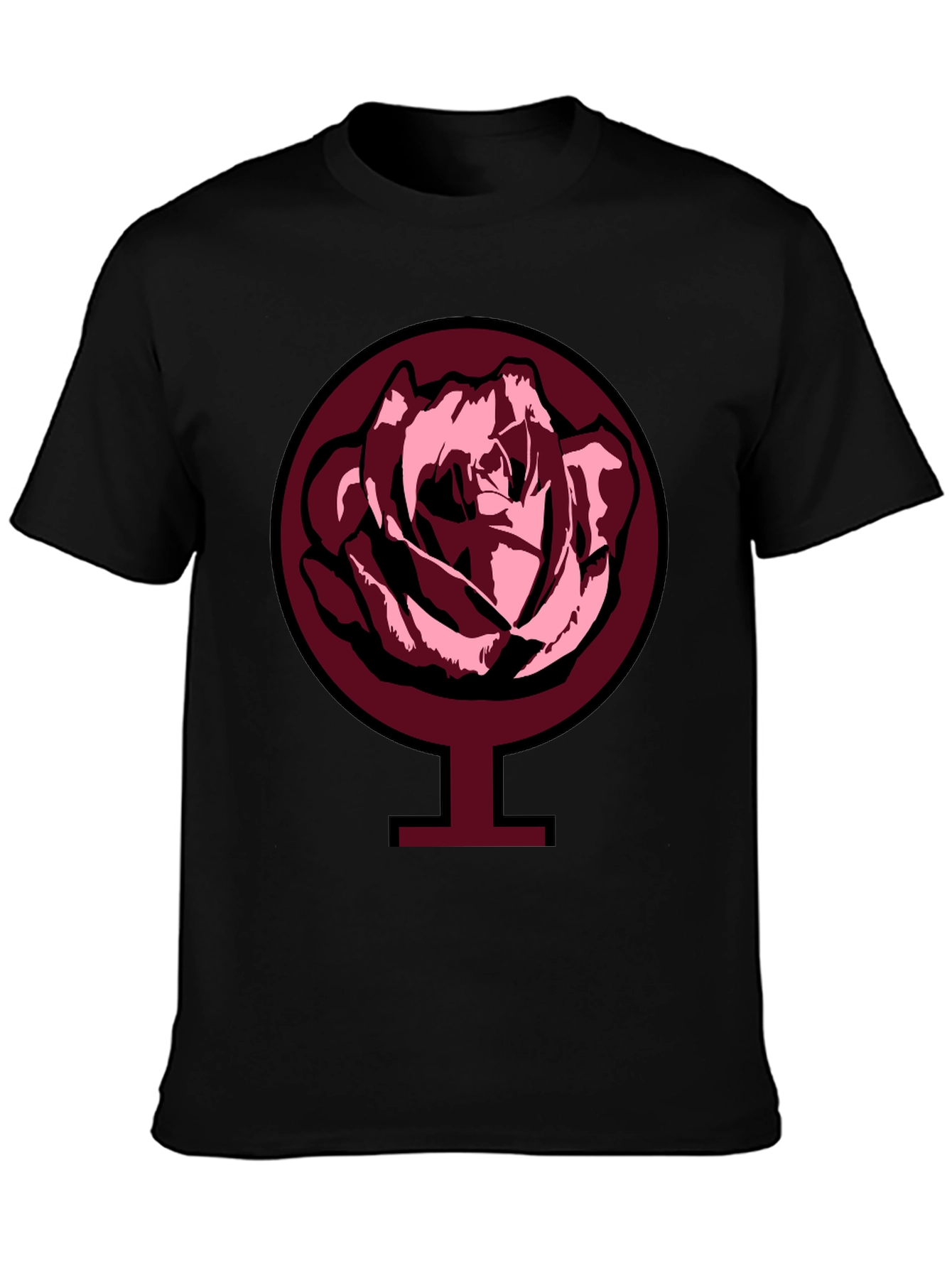 Rose Venus Symbol Graphic Tee - Black