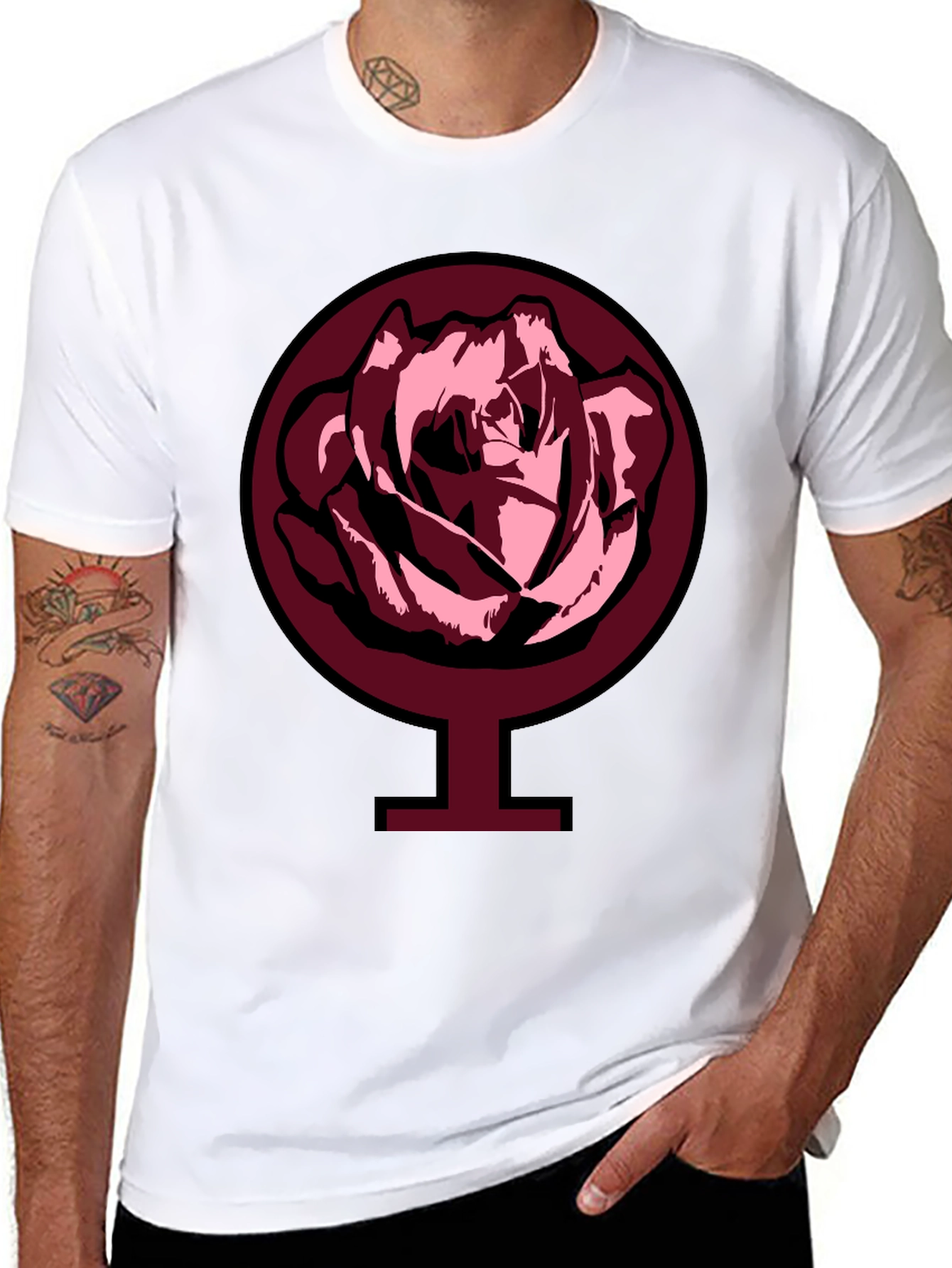 Rose Venus Symbol Graphic Tee - Black
