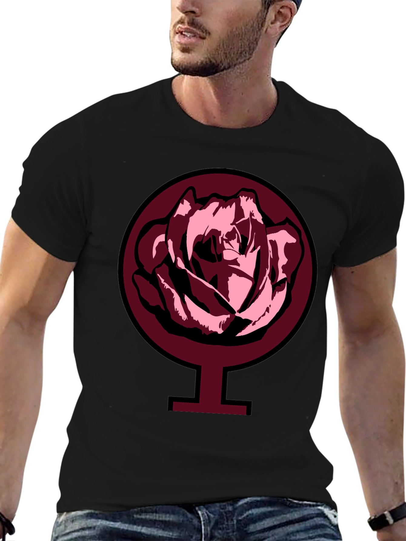 Rose Venus Symbol Graphic Tee - Black