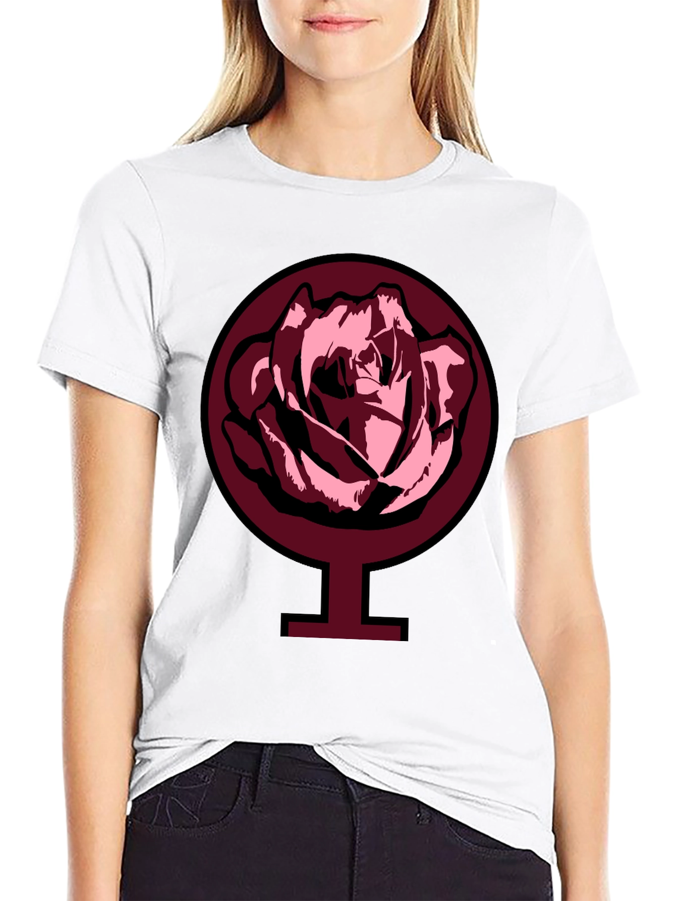 Rose Venus Symbol Graphic Tee - Black