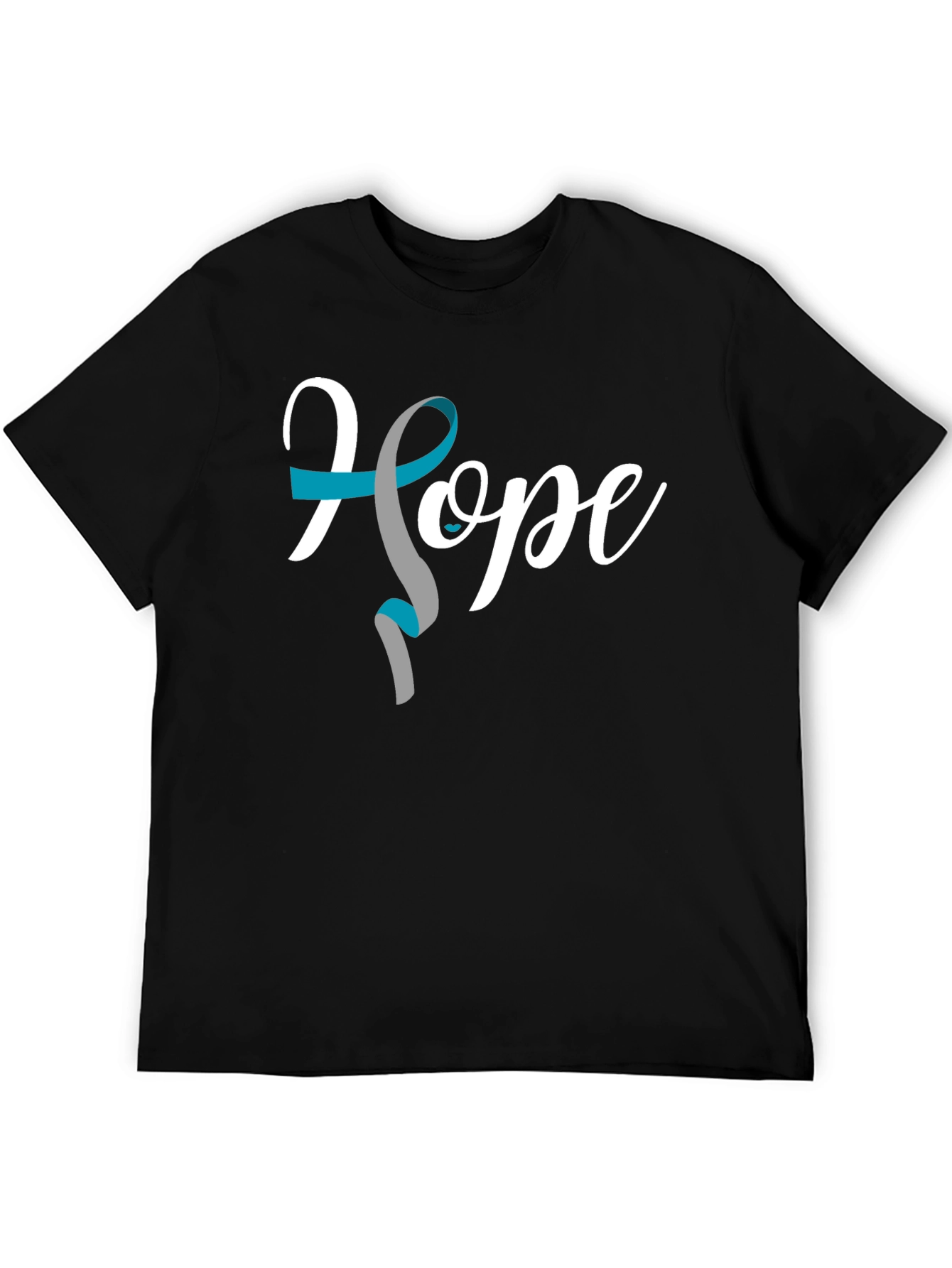 Hope Ribbon Graphic Tee - Teal & Gray