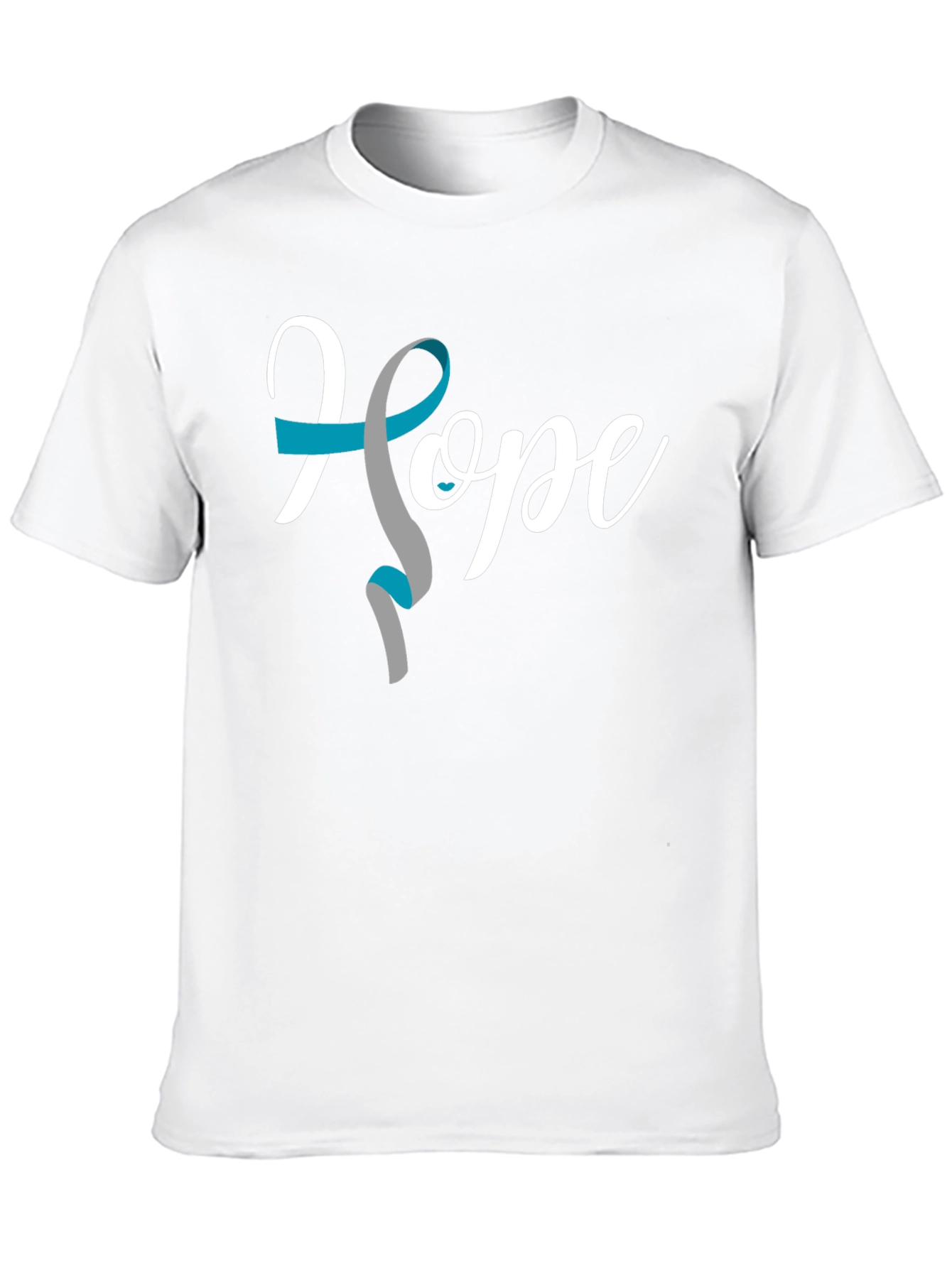 Hope Ribbon Graphic Tee - Teal & Gray