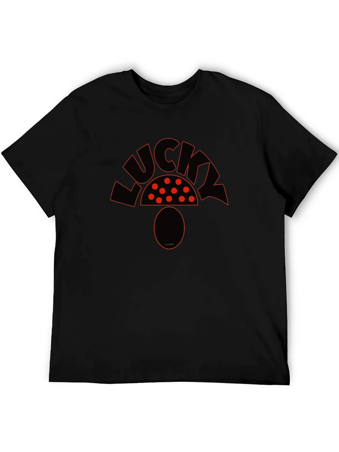 Lucky Mushroom Graphic Tee - Unisex Black T-Shirt