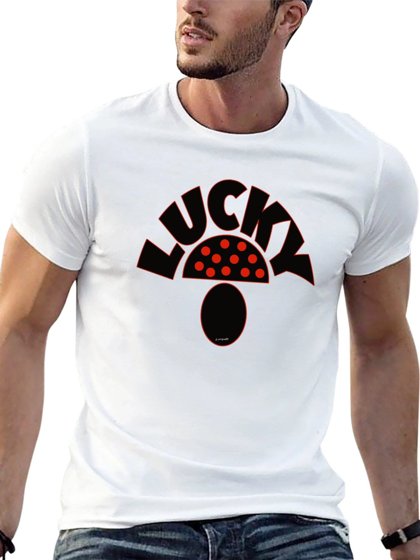 Lucky Mushroom Graphic Tee - Unisex Black T-Shirt