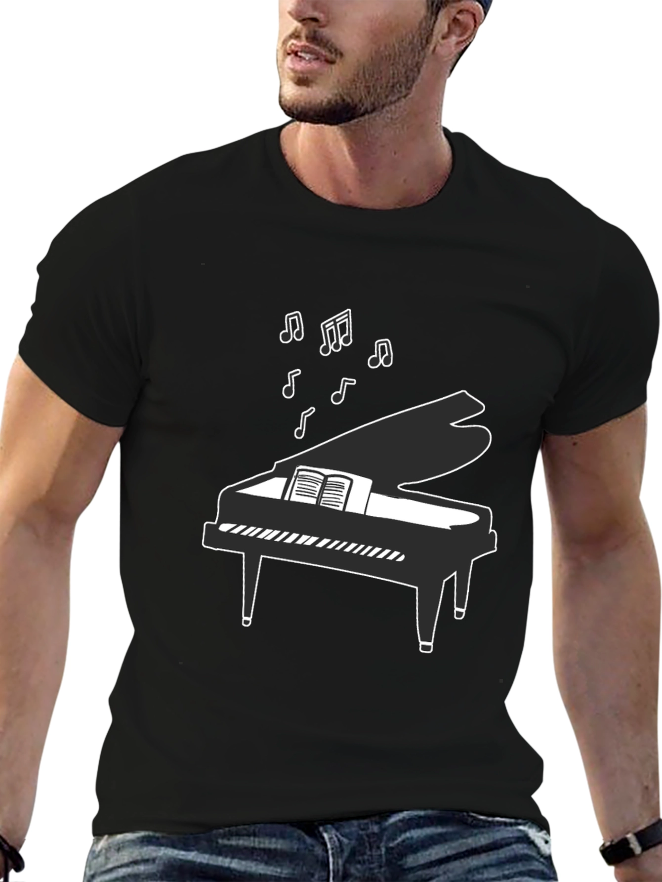 Musical Piano Graphic Tee - Black
