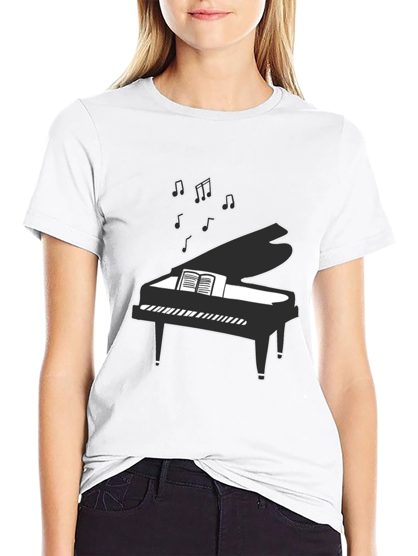 Musical Piano Graphic Tee - Black