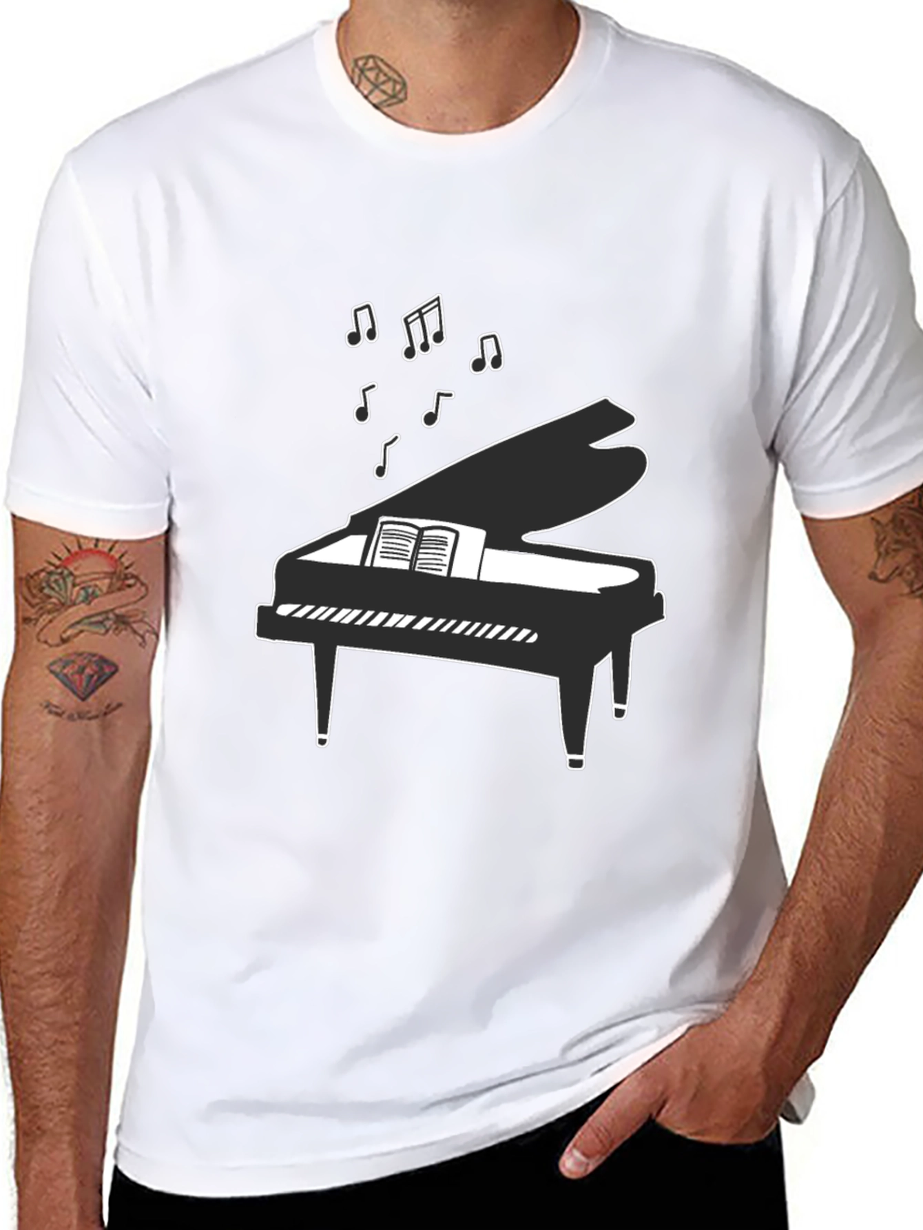 Musical Piano Graphic Tee - Black