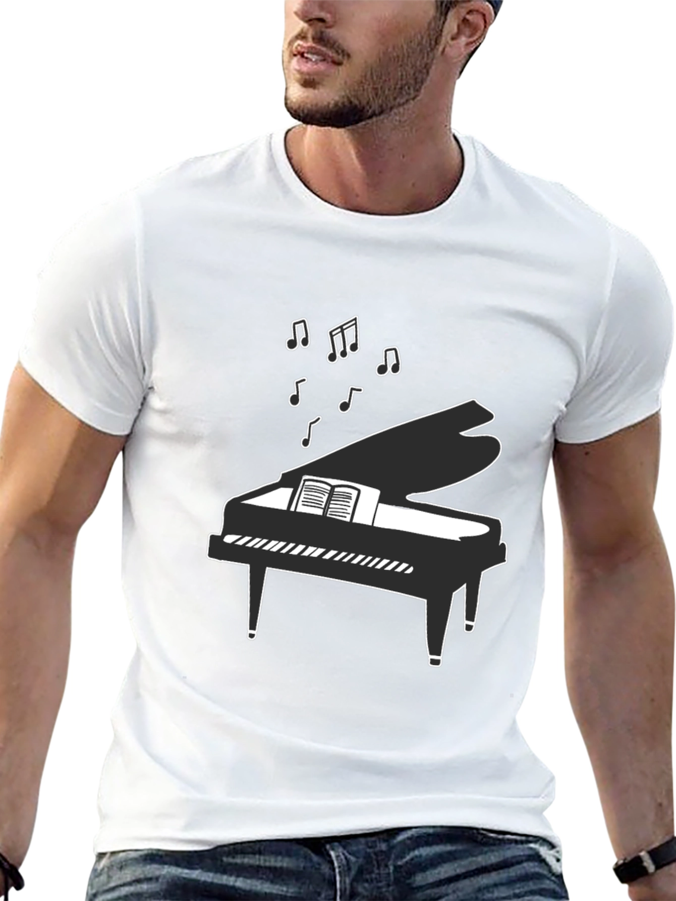 Musical Piano Graphic Tee - Black