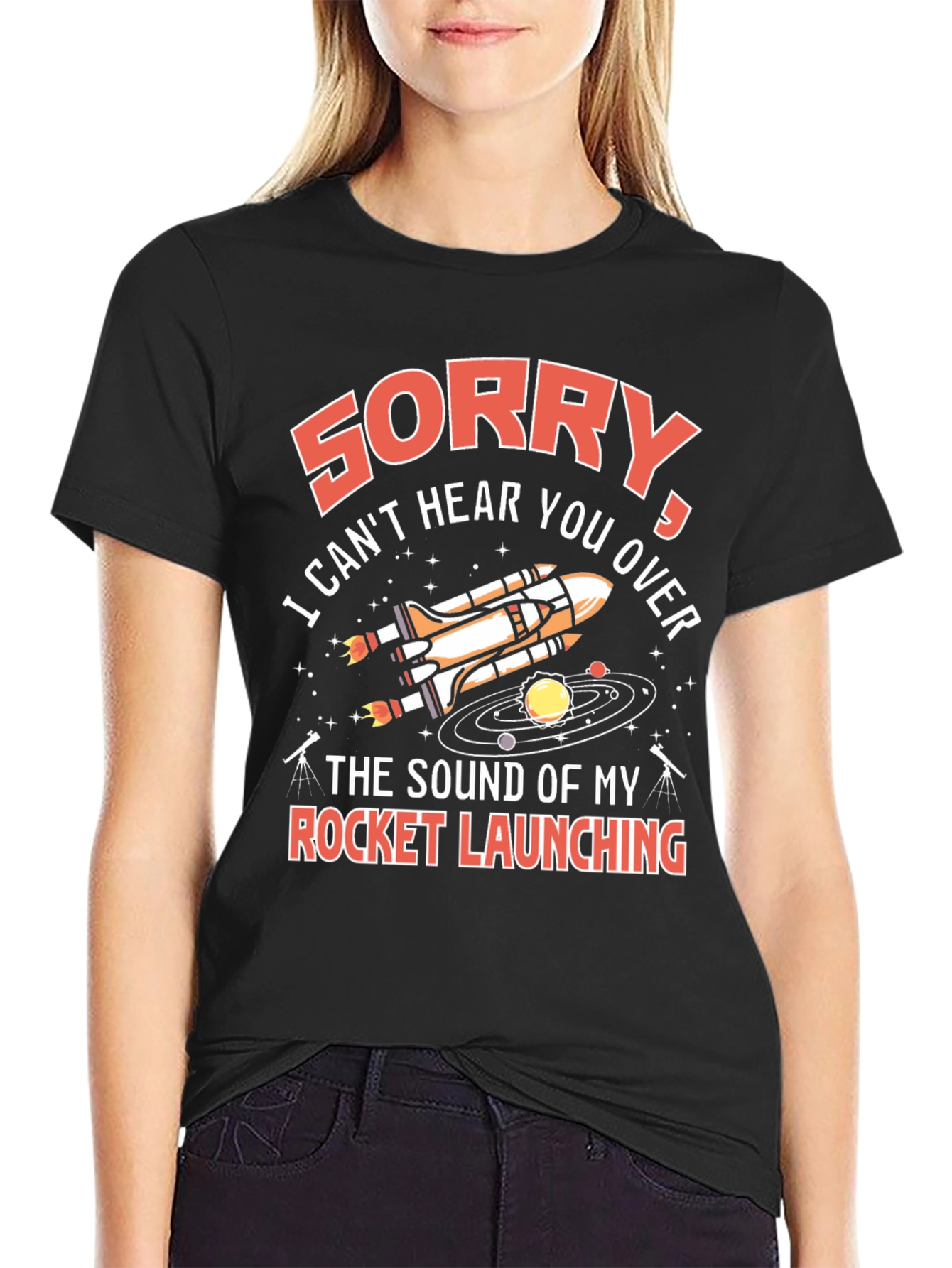 Rocket Launching Graphic T-Shirt - Space Humor Tee