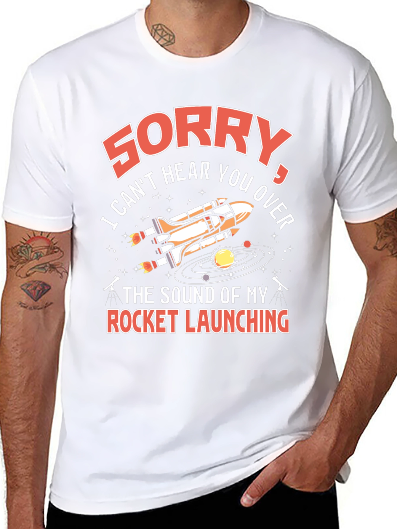 Rocket Launching Graphic T-Shirt - Space Humor Tee