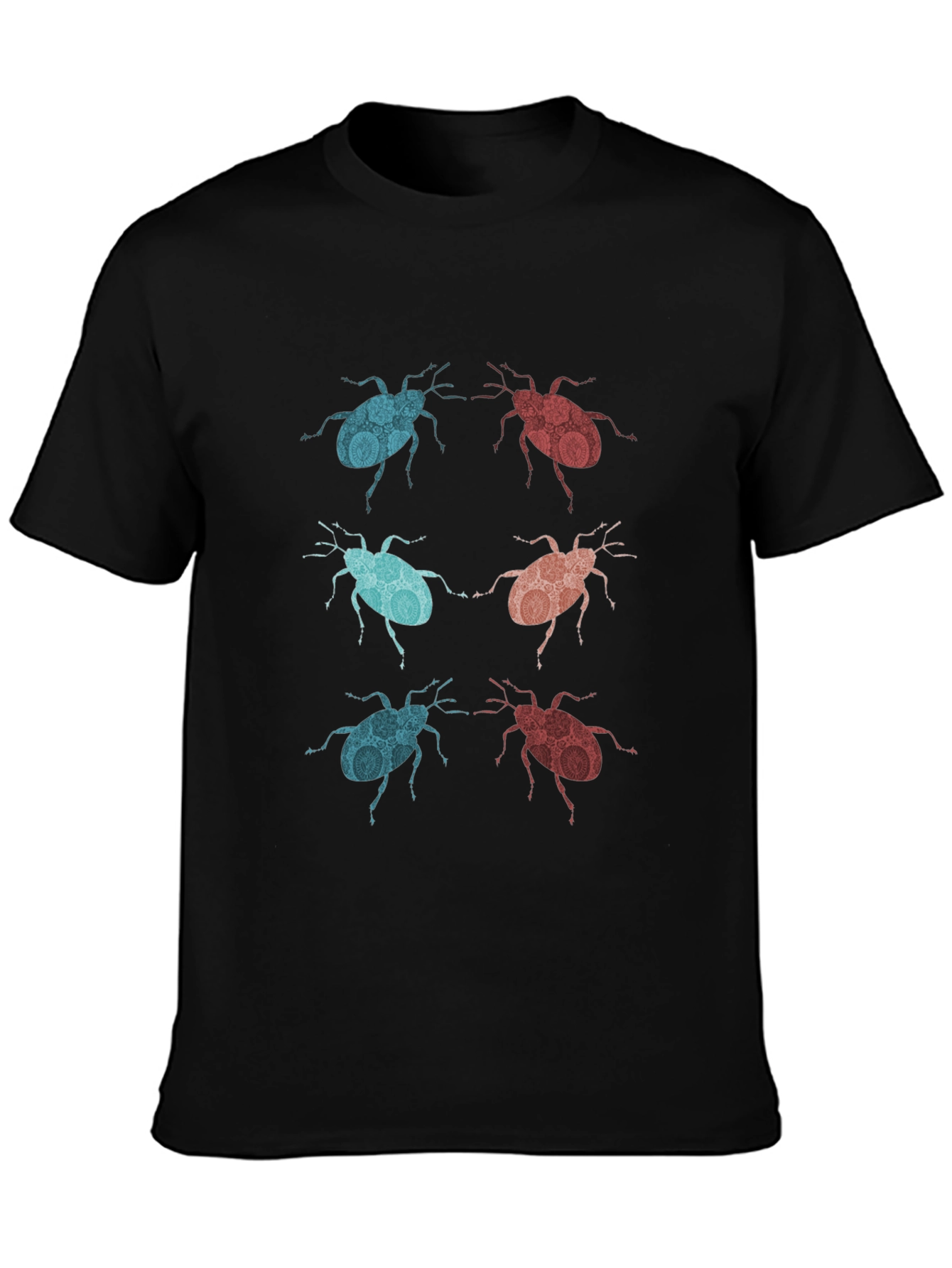 Graphic Beetle Print Black T-Shirt