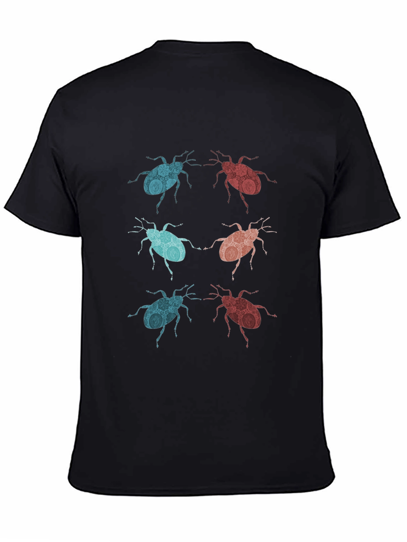 Graphic Beetle Print Black T-Shirt