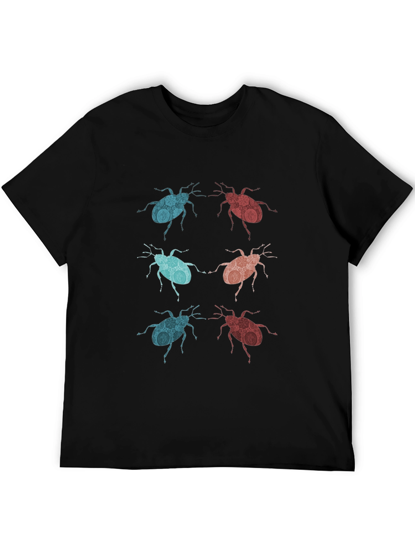 Graphic Beetle Print Black T-Shirt