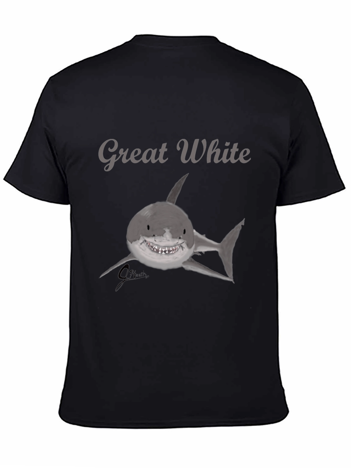 Great White Shark Graphic Black T-Shirt