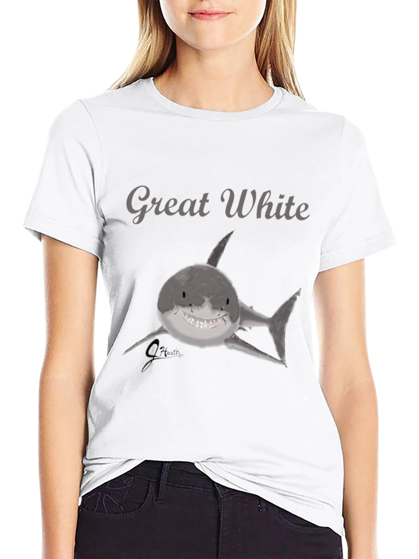 Great White Shark Graphic Black T-Shirt