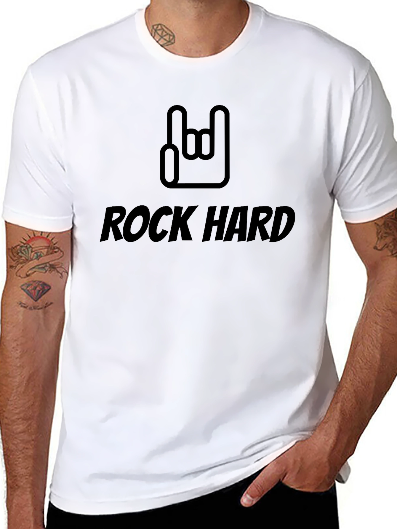 Rock Hard Graphic Tee - Black Cotton T-Shirt