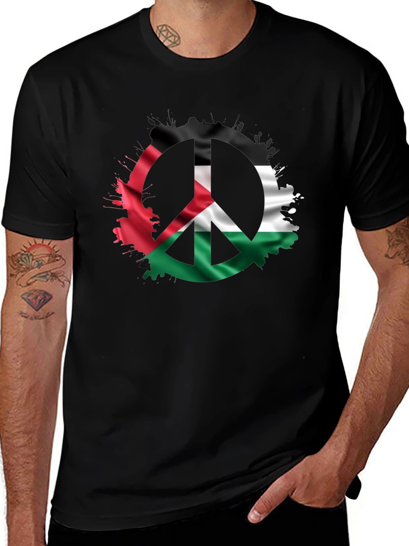 Peace Palestine Flag Mens T-Shirt