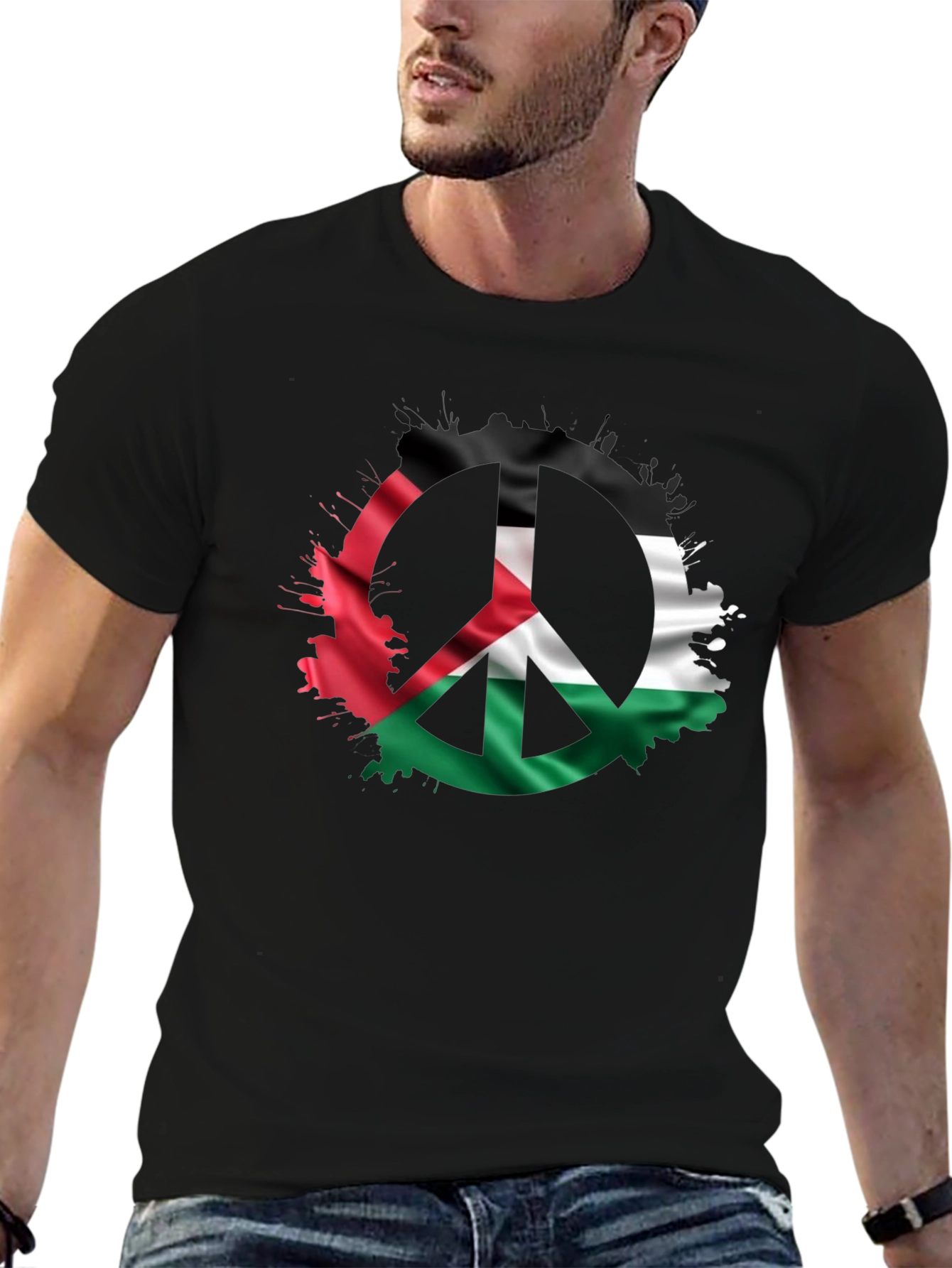 Peace Palestine Flag Mens T-Shirt