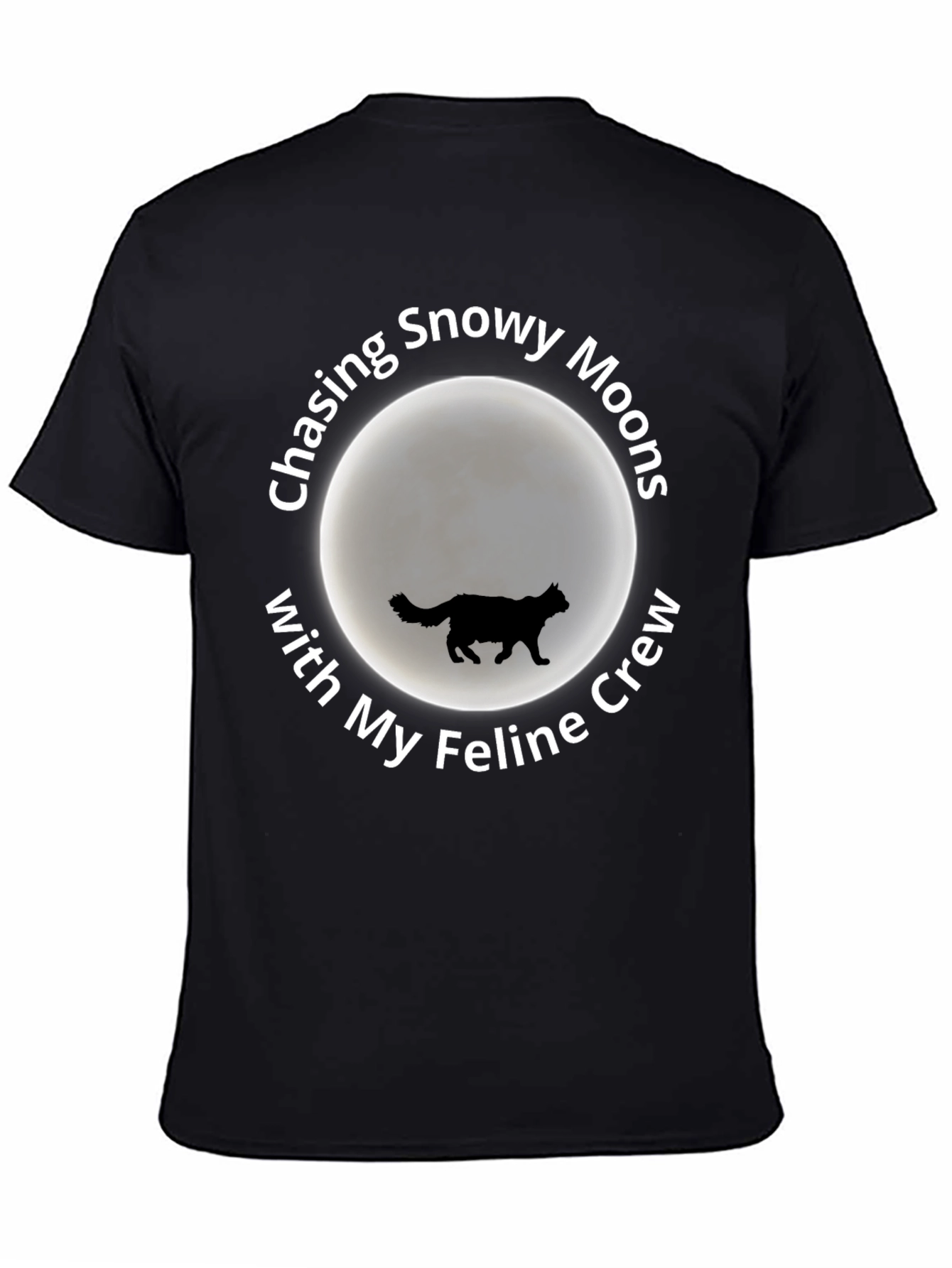 Snowy Moons Feline Crew T-Shirt