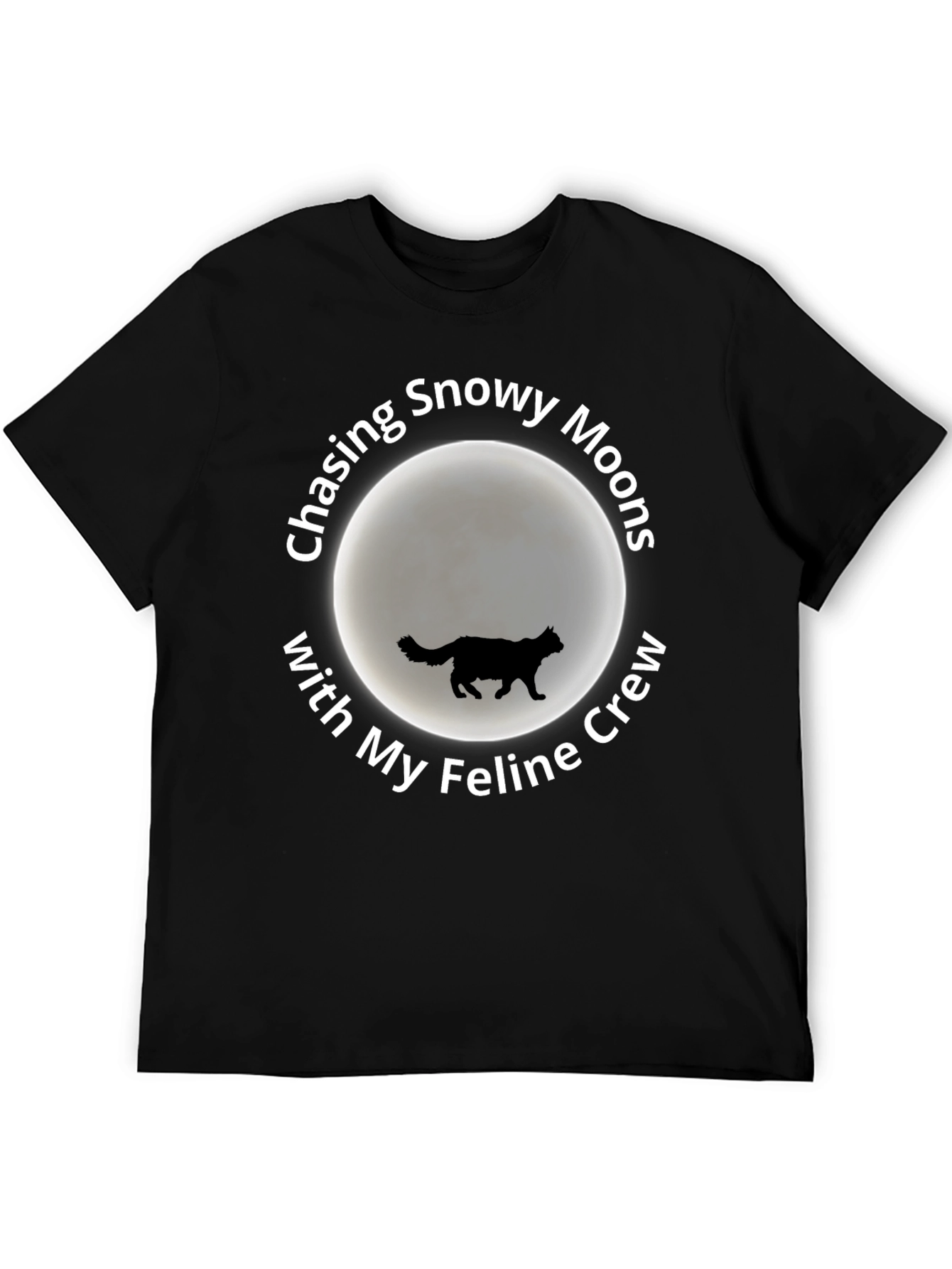 Snowy Moons Feline Crew T-Shirt